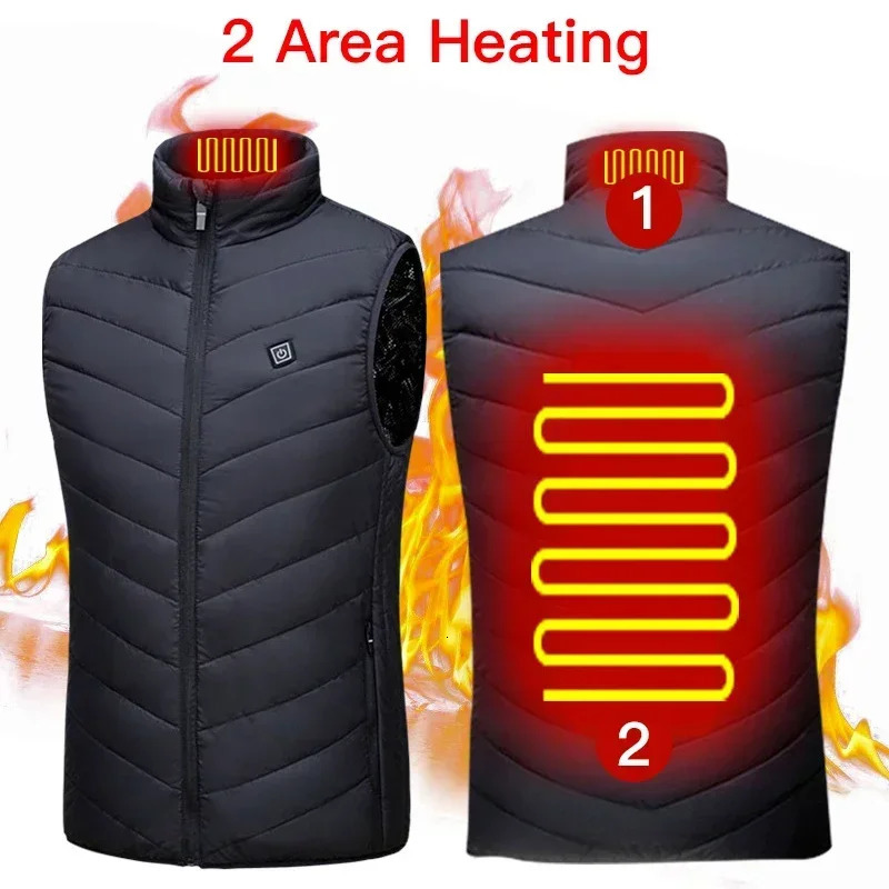 21 Areas Heated Vest Men Women USB Electric Heating Jacket Winter Body Warmer 6XL Oversized Hunting Hiking Cotton Coat 241125