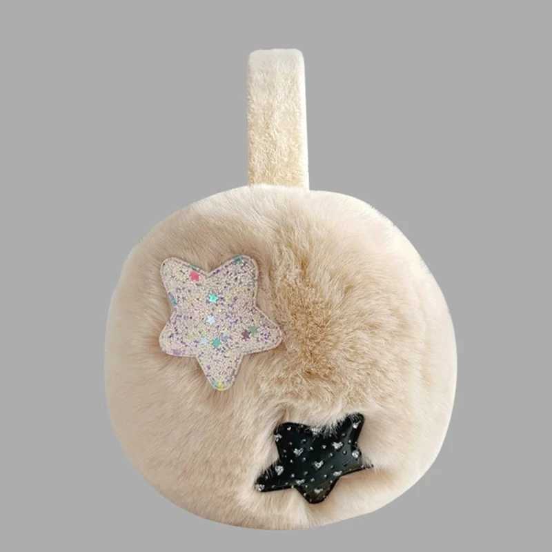 Fur earmuffs sequins star patterns winter warm earmuffs folded plush earmuffs womens outdoor skiing earmuffs warm earmuffs for women W241126