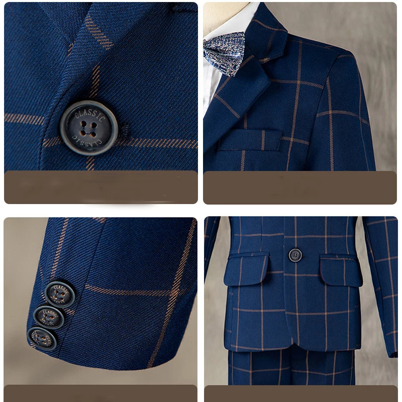 Children Formal Wedding Party Suit Set Boys Birthday Party Performance Chorus Costume Kids Blazer bowtie Pants Clothing Set 241126