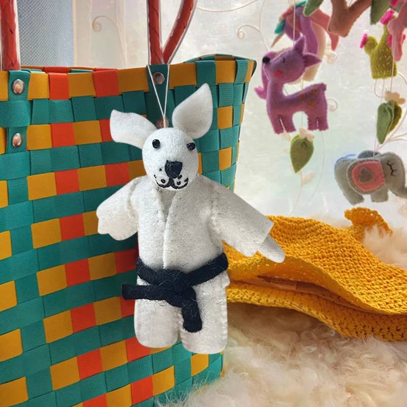 Cute Capybara Wool Felt Pendant animal Doll Gift car Accessories panda Keychain elephant Bag puppy Hanging Ornament 241125