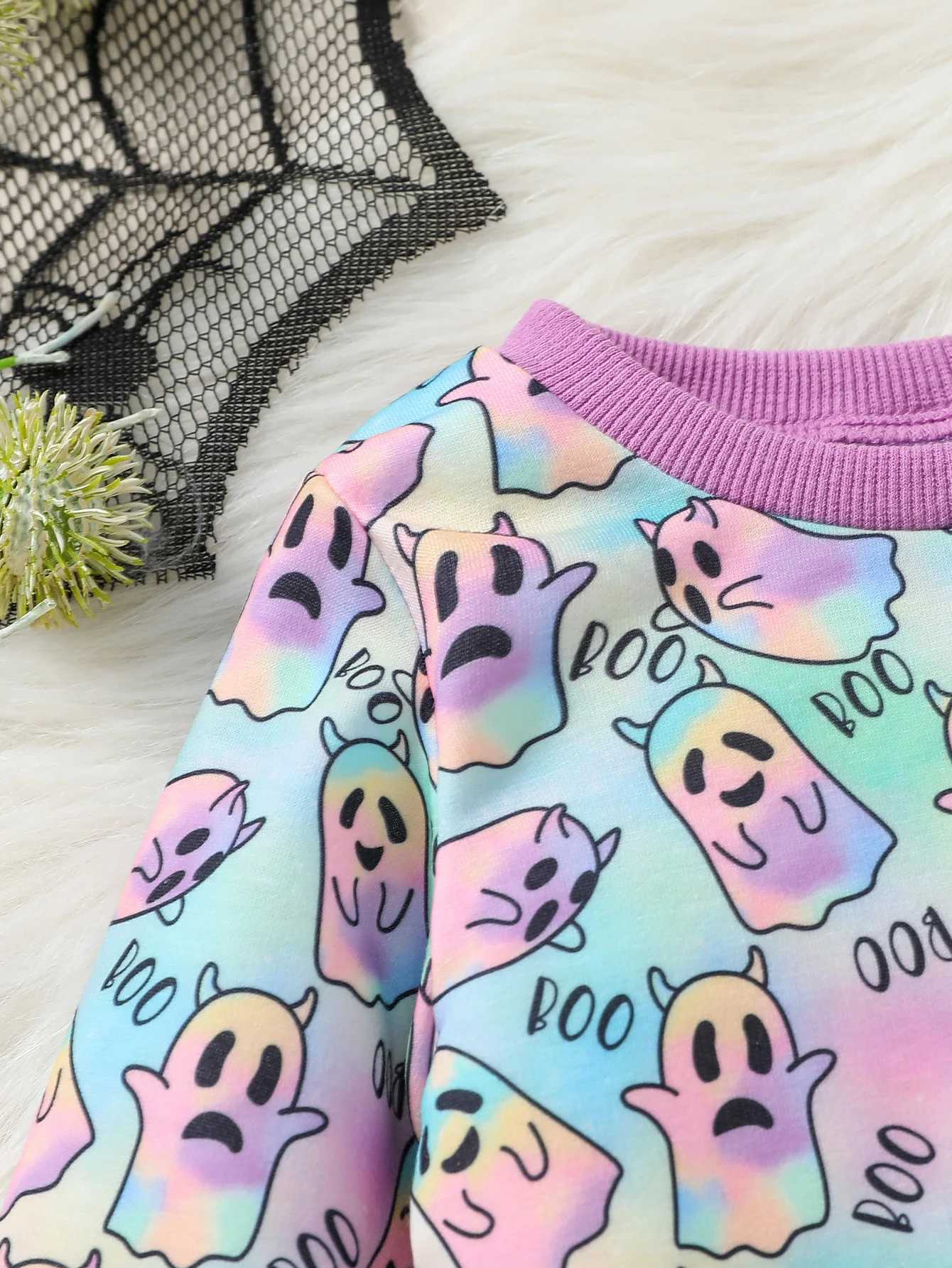 Clothing Sets Baby Cute girl Long Sleeve halloween Day printing Ghost autumn leisure toddler Outfits Clothes H241126