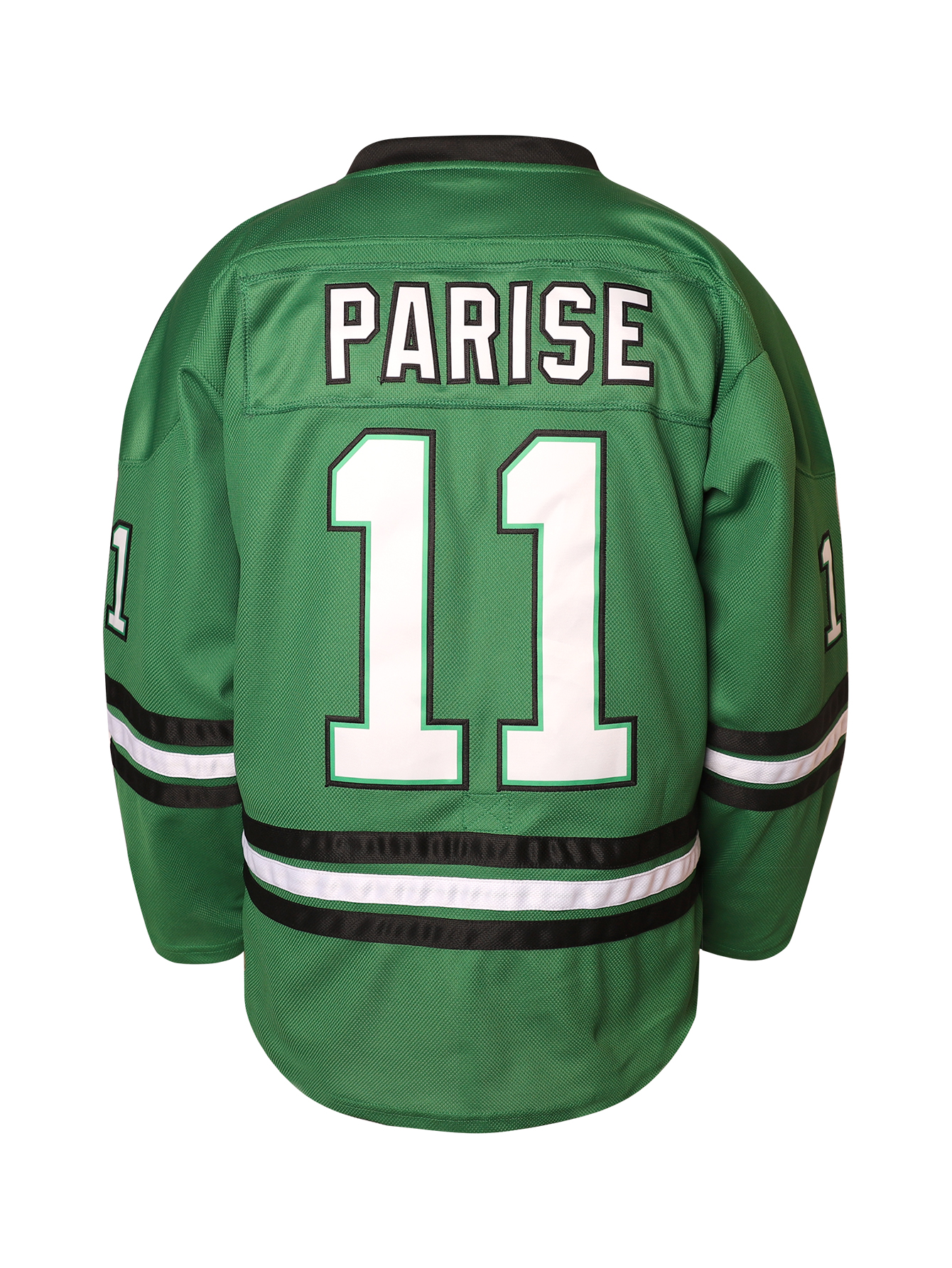 Men #11 PARISE NORTH Fighting Home DAKOTA College Hockey Jersey Embroidered Polyester Ice Hockey Jersey Green Size S-XXXL IN STOCK