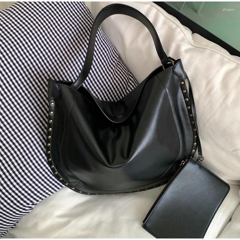 2025 NEW Totes Retro Rivet Design Women's Underarm Bag Niche Brand Ladies Suede Shoulder Large Capacity Commuter Tote For Females