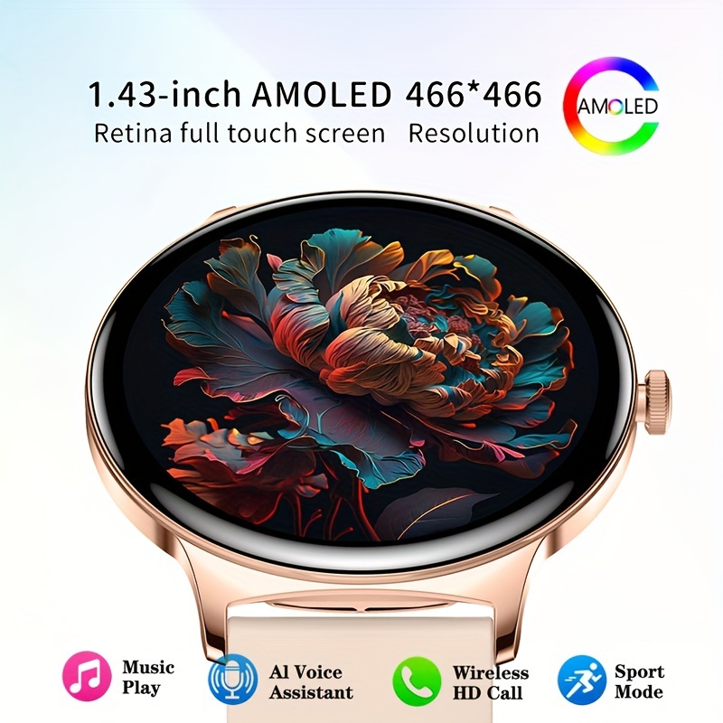 Ultra Thin Smartwatch with Neutral 3.63cm Full Touch AMOLED Screen, Fitness Activity Tracker with Pedometer and Multiple Exercise Modes