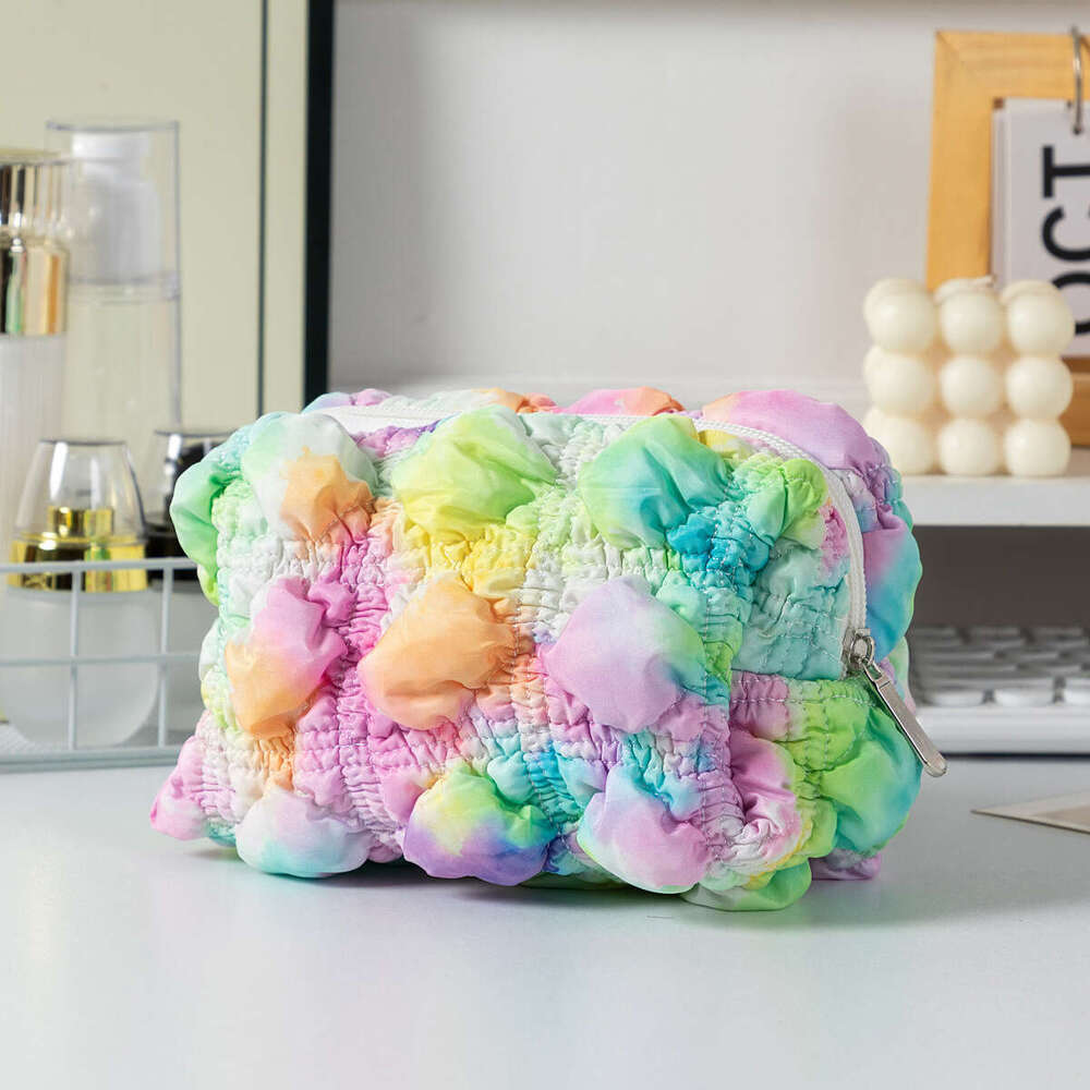 New Bubble Grid Makeup for Women, Handheld, Portable, Square, Waterproof, Cute, Travel, Toilet and Storage Bag
