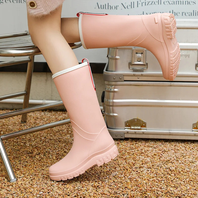 Middle calf rubber boots womens rain boots waterproof Galohes womens work garden rain boots Puddle water shoes Botas De Lluvia 241126