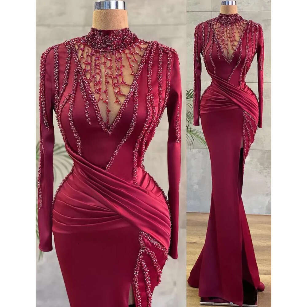 Aso Arabic Plus Ebi Size Bury Mermaid Luxurious Prom Dresses Beaded Crystals Evening Formal Party Second Reception Birthday Engagement Gowns Dress