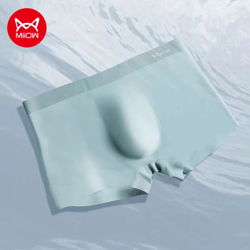 MiiOW 3-piece sexy large bag mens underwear ice silk mens underwear antibacterial mens boxing underwear seamless mens underwear 241126