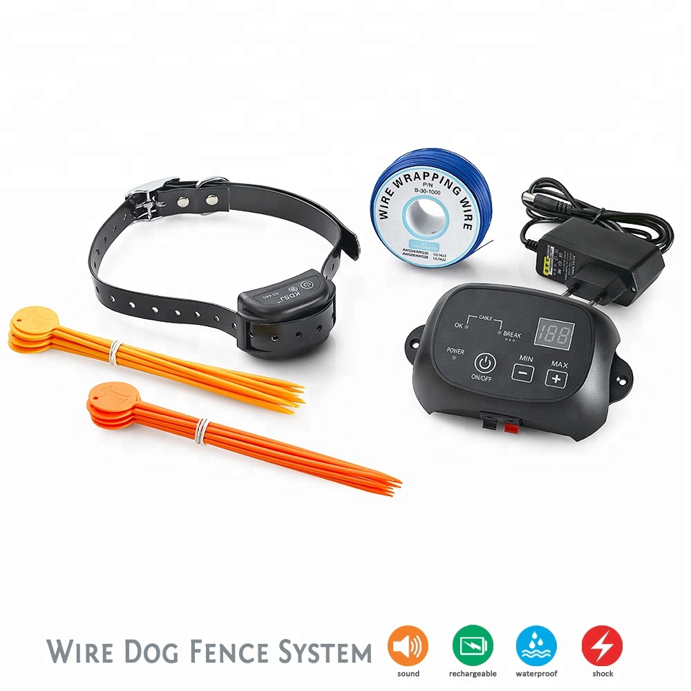 KD-660 Wire Dog Fence with Rechargeable Shock Pet Training Collar Receiver