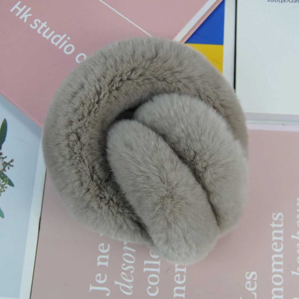 Real Rex rabbit fur earmuffs for women rabbit fur earmuffs Christmas gifts plush earmuffs winter warm earmuffs unisex style W241126