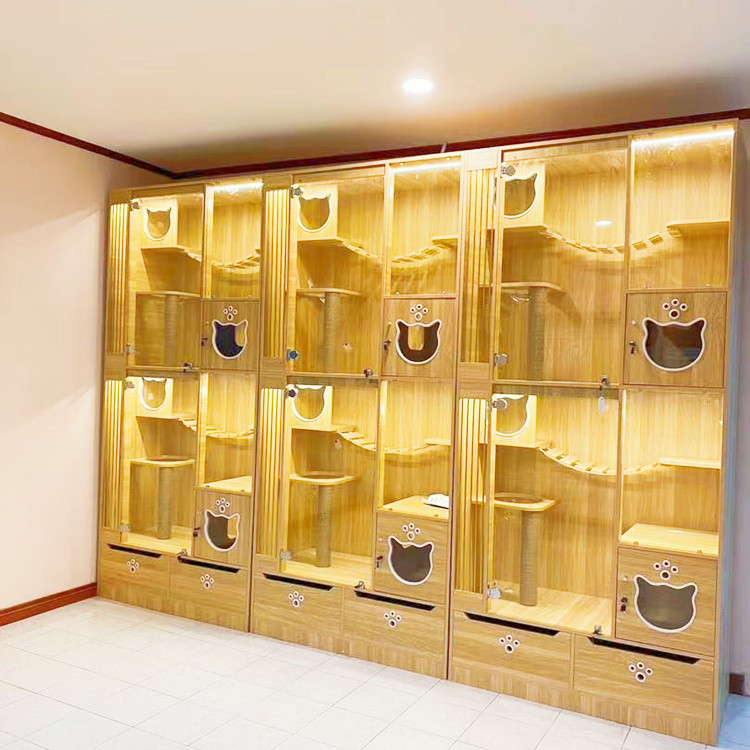 Cat Villa indoor Large Wood Cat Hotel Cage to control Cats