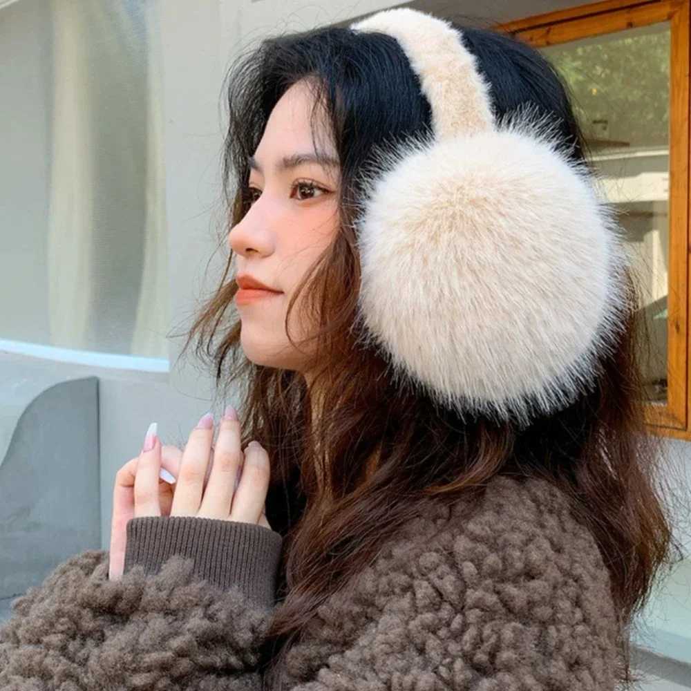 Fashionable soft faux fur earmuffs warm winter earmuffs mens solid color earmuffs outdoor cold protection earmuffs W241126