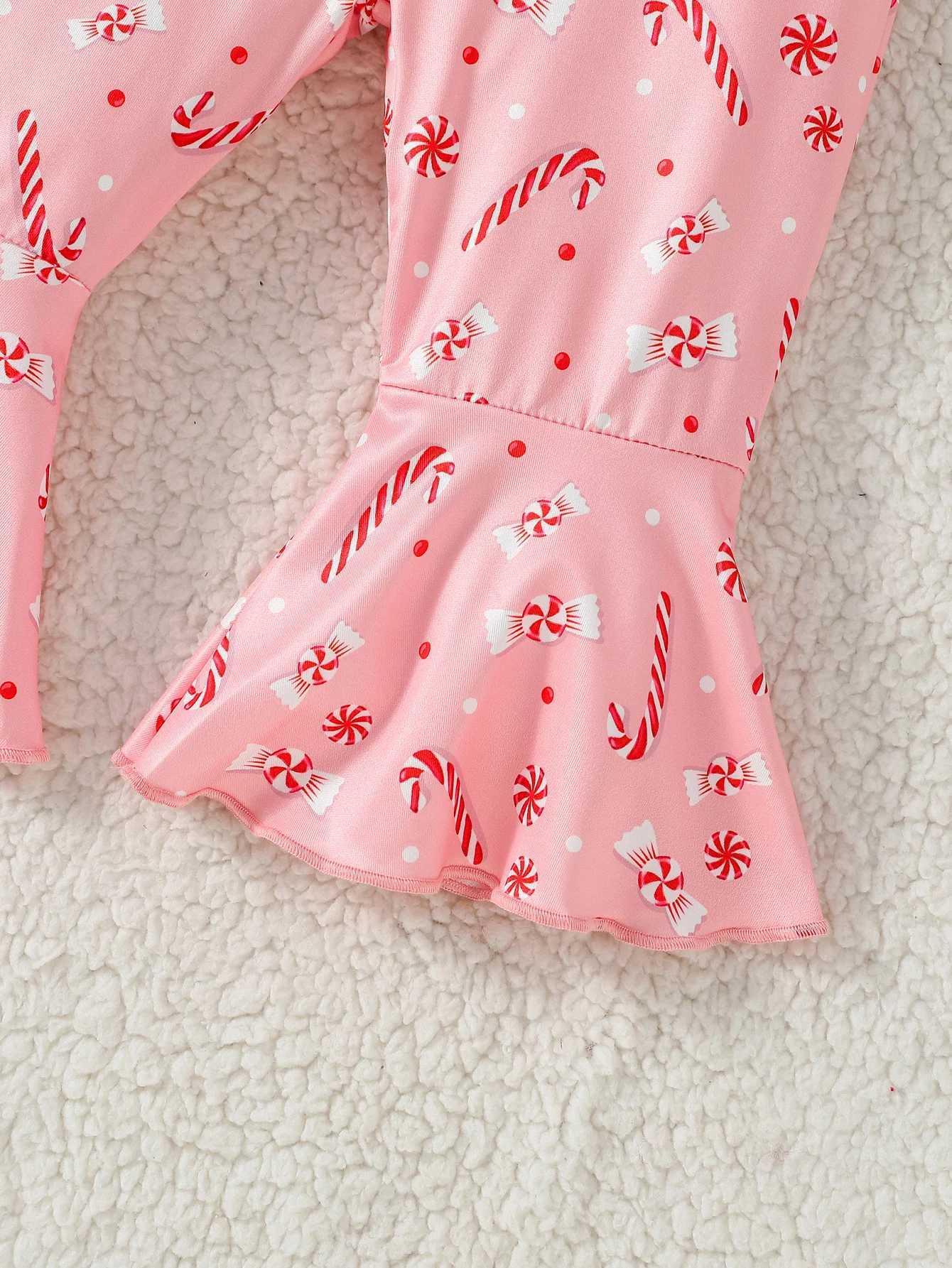 Clothing Sets Baby girl autumn Pink lovely and sweet letter printing long-sleeved Bell Bottom trousers Pantsuit H241126
