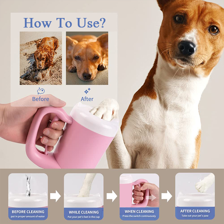 New Arrivals Customized Portable Pet Handle With Automatic Cleaning Cats Foot Wash Washer Washing Tool Cup Pet Dog Paw Cleaner