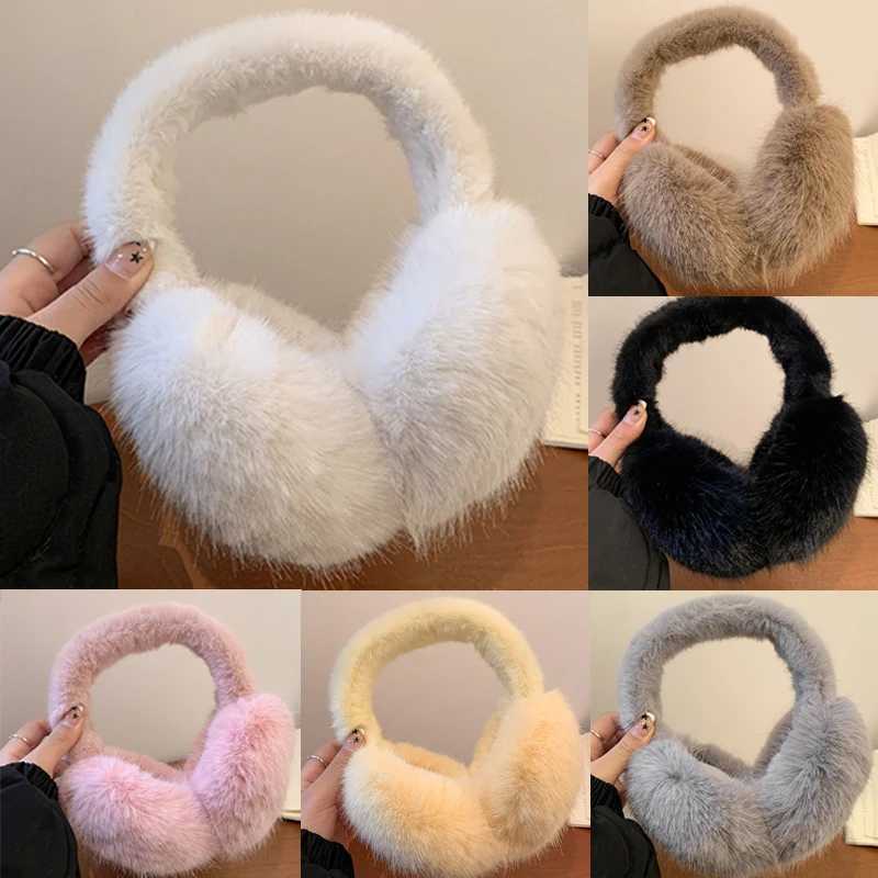 Fashionable soft faux fur earmuffs warm winter earmuffs mens solid color earmuffs outdoor cold protection earmuffs W241126