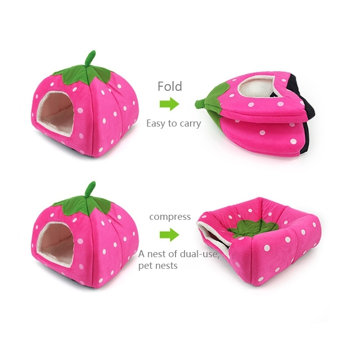 Strawberry Shaped Foldable Pet House Four Seasons Semi-Enclosed Multi-Specification Dog Mat Short Plush Pet House Nest