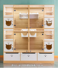 Custom Indoor Luxury Wooden Cat Furniture Breeding Animal Veterinary Supply Wooden Material Cat Cage Display Cage