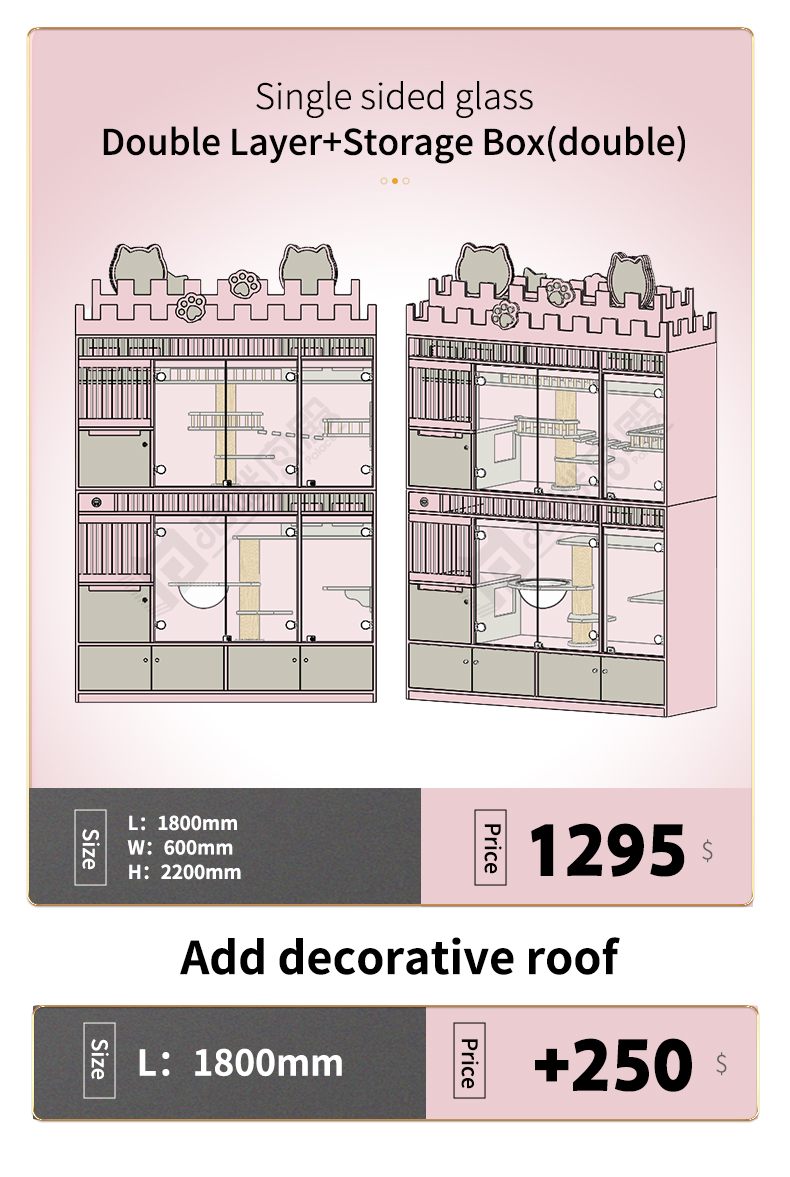 Solid Wood Pet House Cage Cat and Dog Small Animals Wooden Cabinet Home Cat Waterproof House Indoor