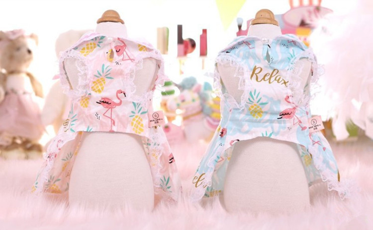 Heyri Pet Supplies Spring summer flamingo pet dog doll skirt clothes sweet romantic princess pet puppy dog dress clothes