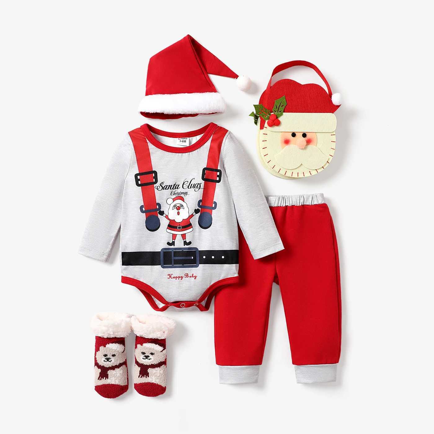 Clothing Sets 3PCS Baby Boy Fabric Stitching Christmas Long Sleeve Top/Pant/Hat Set H241126