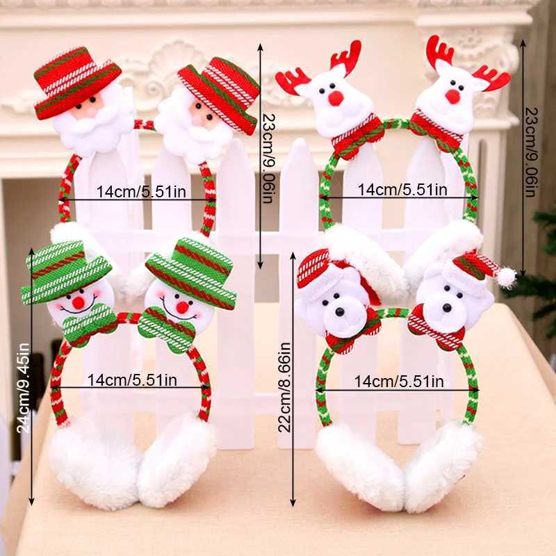 Christmas Warmer Earmuffs Santa Claus Elk Snowman Bear Decor Haiands Adjustable Earmuffs Headband New Year Heaear GiftsXJ241126