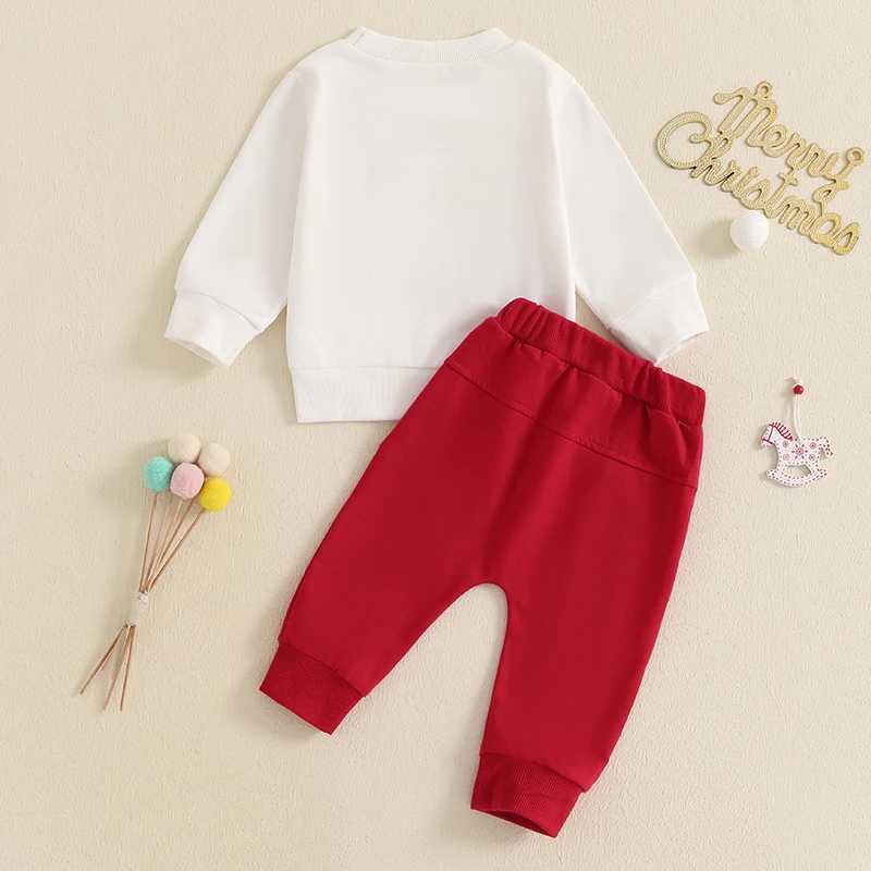 Clothing Sets Cute Baby Girl Boy Christmas Clothes Set with Letter Print Sweatshirt and Solid Color Pants for Toddlers H241126