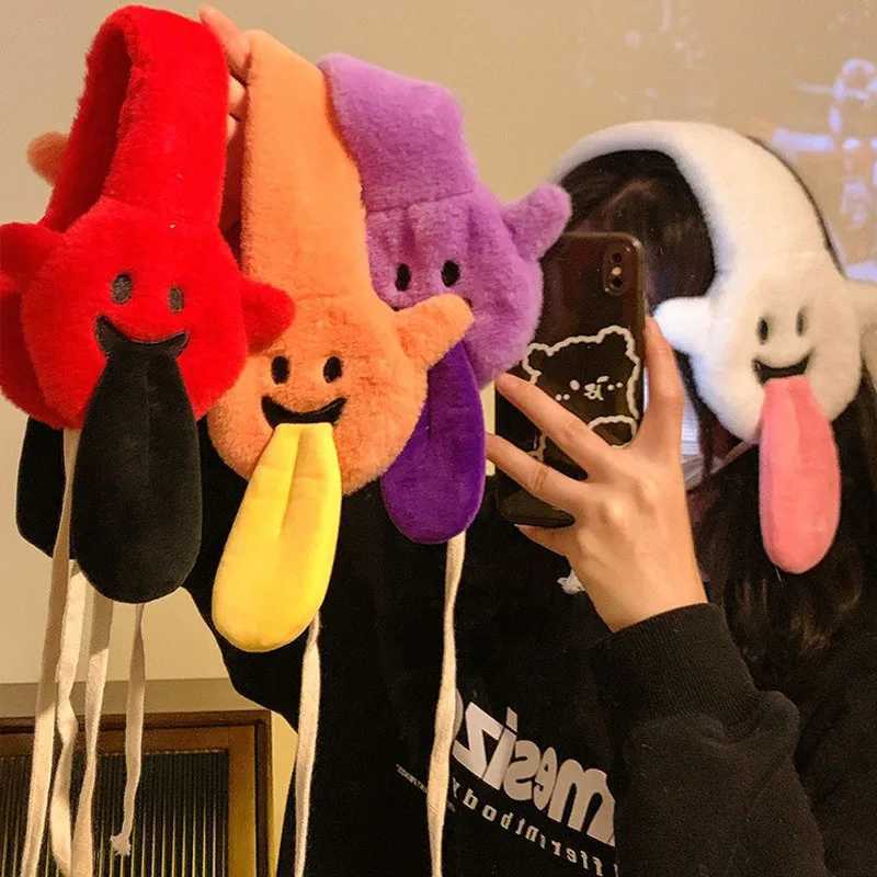 Personalized Cartoon Funny Tongue-out Plush Earmuffs For Women Autumn And Winter Warm Earmuffs Ear Warm cyclingXJ241126