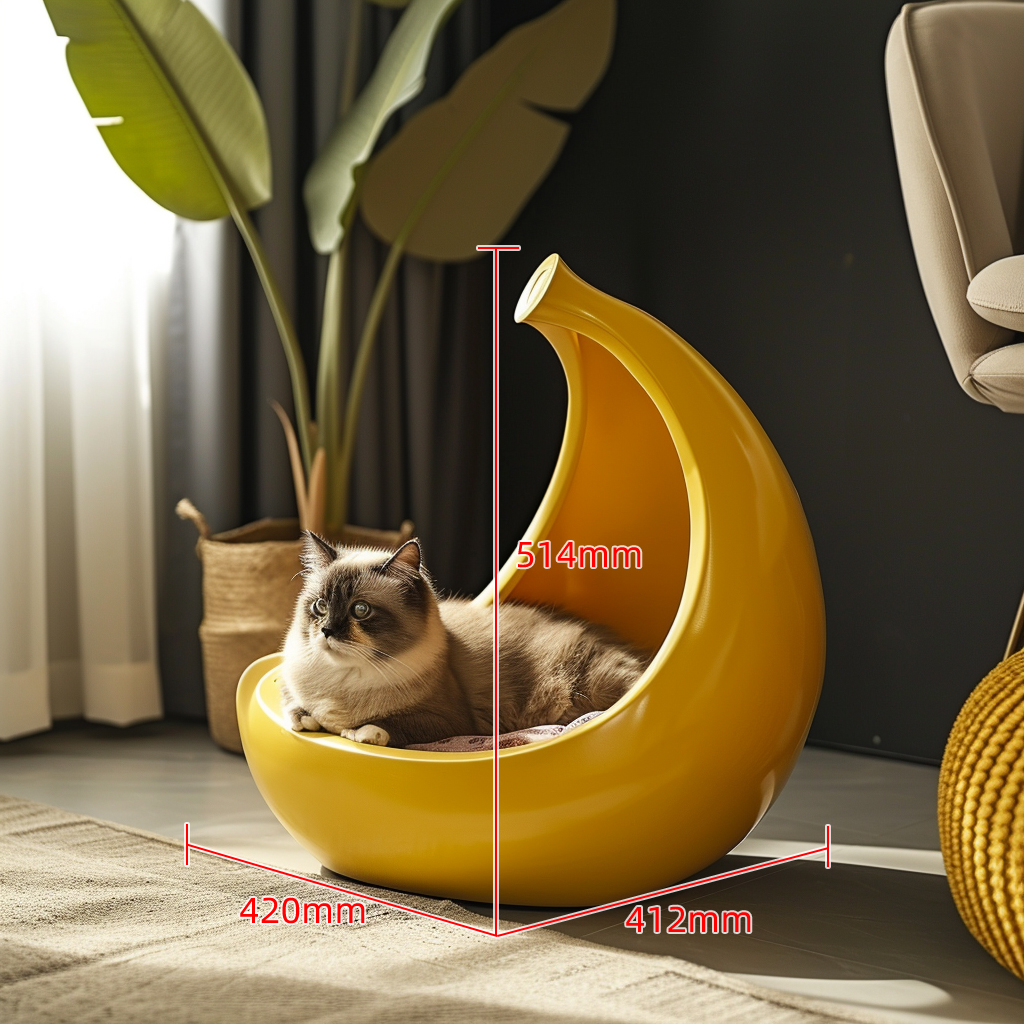 3D Printing Banana shaped Cat Bed Modern Cat Nest Decorative&Functional Pet House