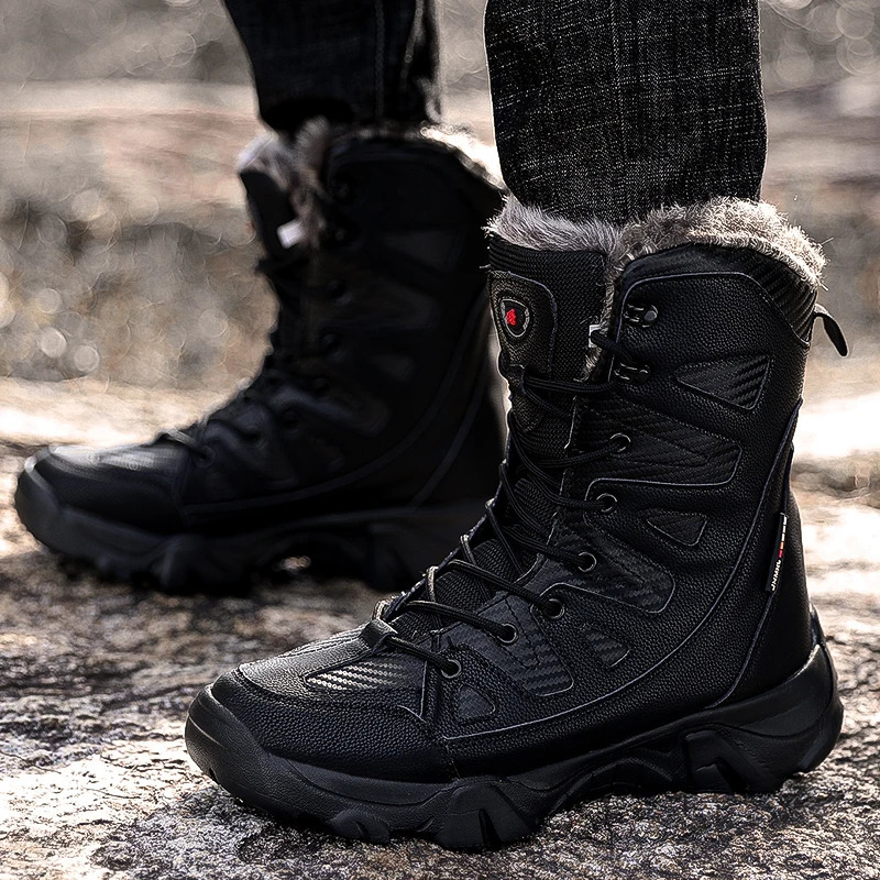 Winter waterproof mens boots plush super warm snow boots mens sports shoes Ankle boots outdoor mens desert boots Botas Hombre 241126