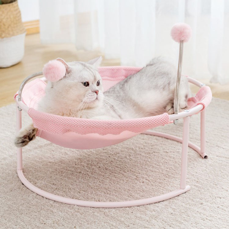 Breathable Mesh Luxury Cat Bed Washable Pet Bed durable cozy round fluffy pet hammock memory foam pet bed for Cat