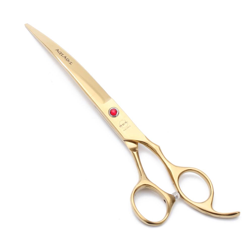 Pet Groomer Scissors 7" AQIABI Japanese Steel Bend Down Scissors Pet Scissors A4007