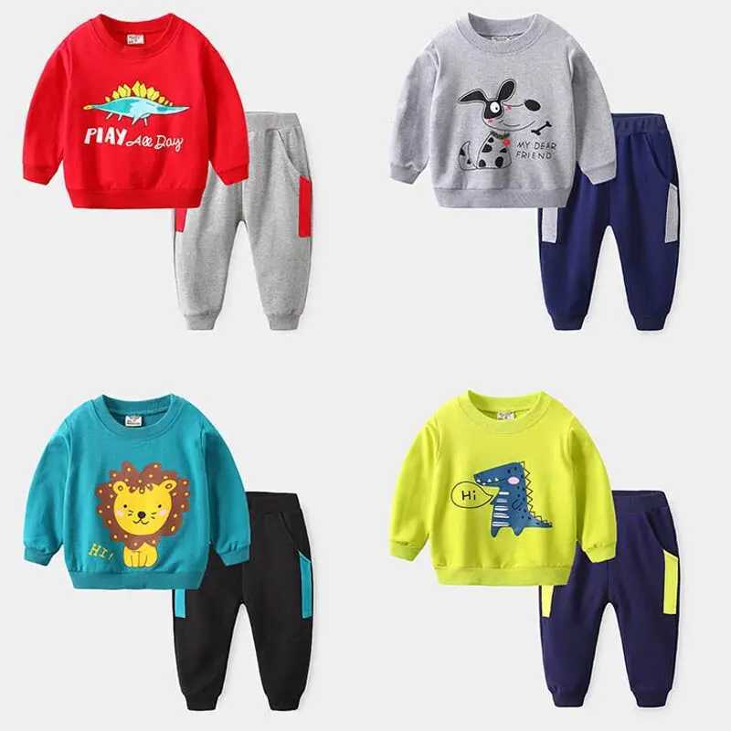 Clothing Sets Spring Boys Clothes Sets Kids Sport Suit Children Clothing Dinosaur Pullover Sweater + Pants 2Pcs Kids Sportswear Clothes Suit H241126