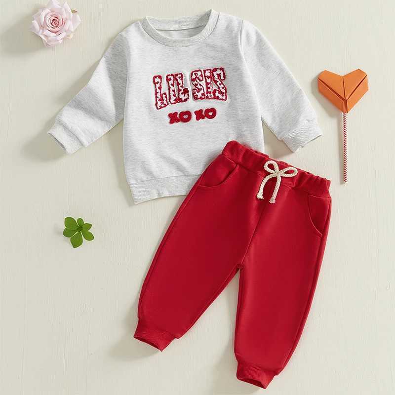 Clothing Sets Toddler Baby Girl Valentines Day Outfits Fall Spring Clothes Letter Embroidery Long Sleeve Sweatshirt Solid Long Pants 2Pieces H241126