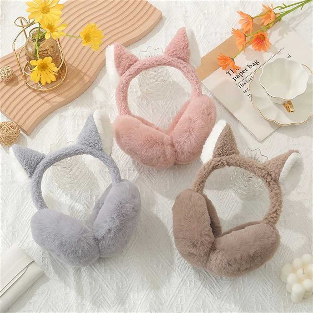 Cartoon Plush Elf Ears Folding Eartips Cute Thick Warm Hair Band Girls Fox Ears Makeup Hair Rings Fashion Eartips Earbuds W241126