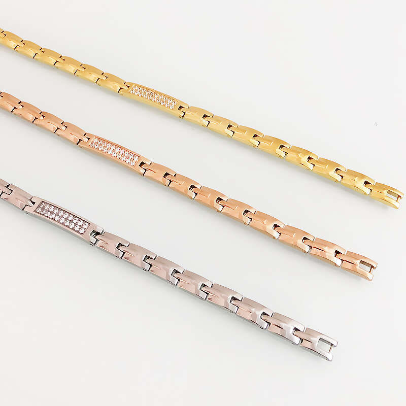 Rose Gold Stainless Steel Bracelet with Cubic Zirconia Accents Elegant Hand Jewelry for Women and Girls Z250910
