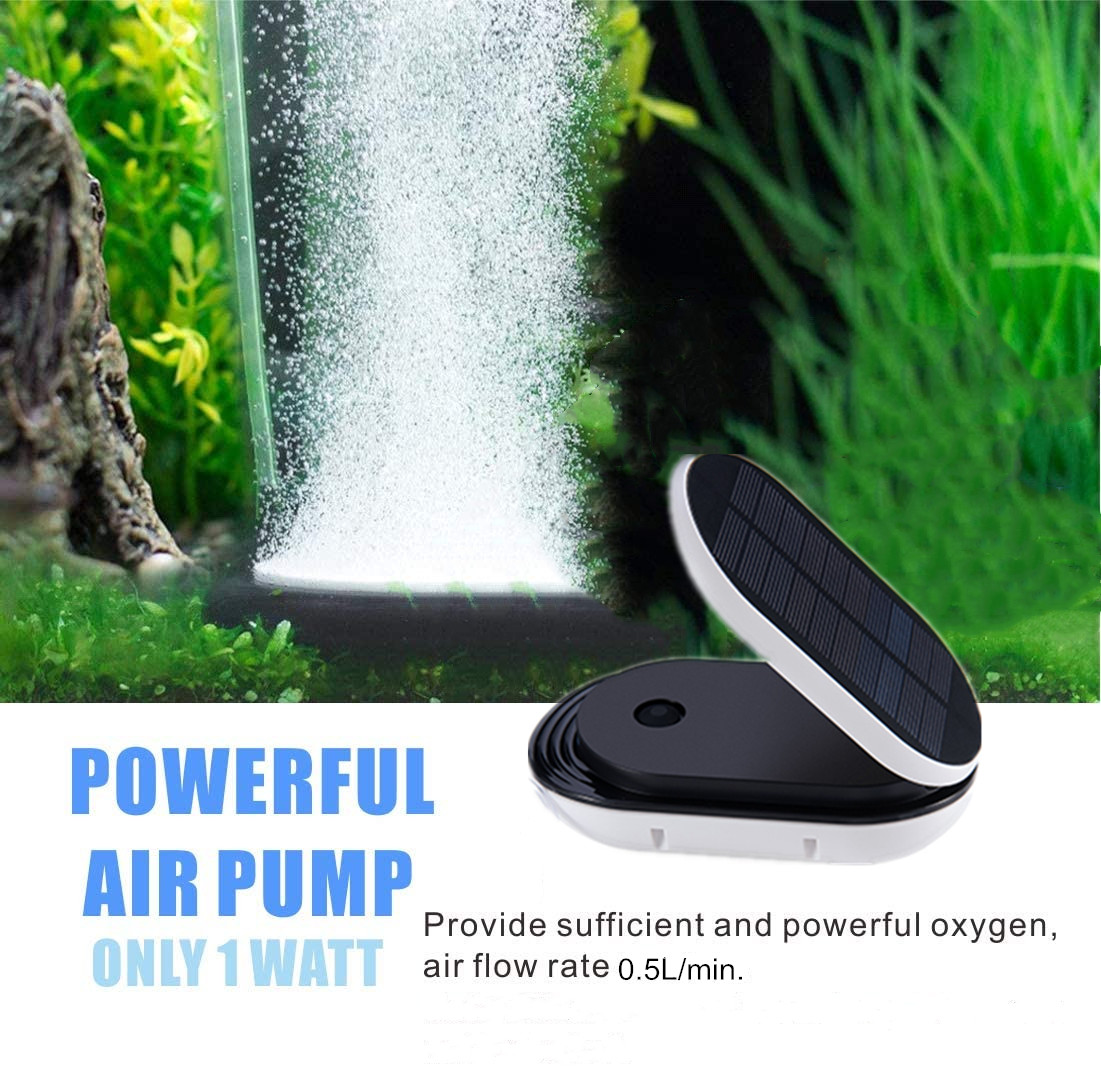 Drop shipping super silent new style foldable solar pond oxygenator air pump aqua aquarium fish tank hydroponic oxygen fountain