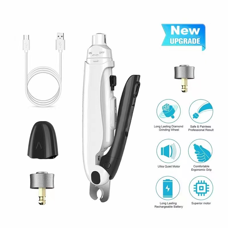 2 In 1 Factory Direct Sale Electric Pet Nail Grinder Dog Nail Scissors Rechargeable Pet Trimmer Electric Pet Grinder On Sale