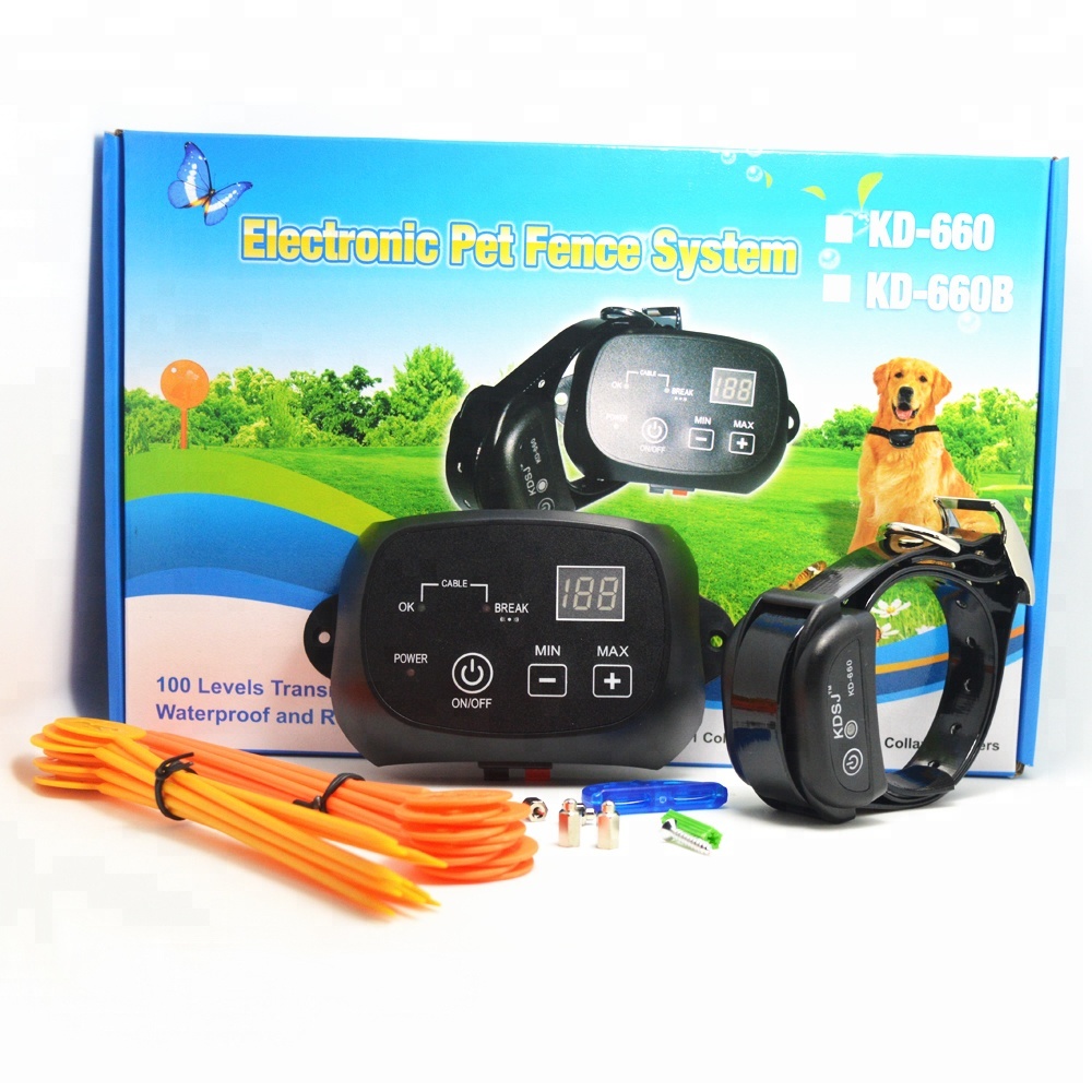 KD-660 Wire Dog Fence with Rechargeable Shock Pet Training Collar Receiver