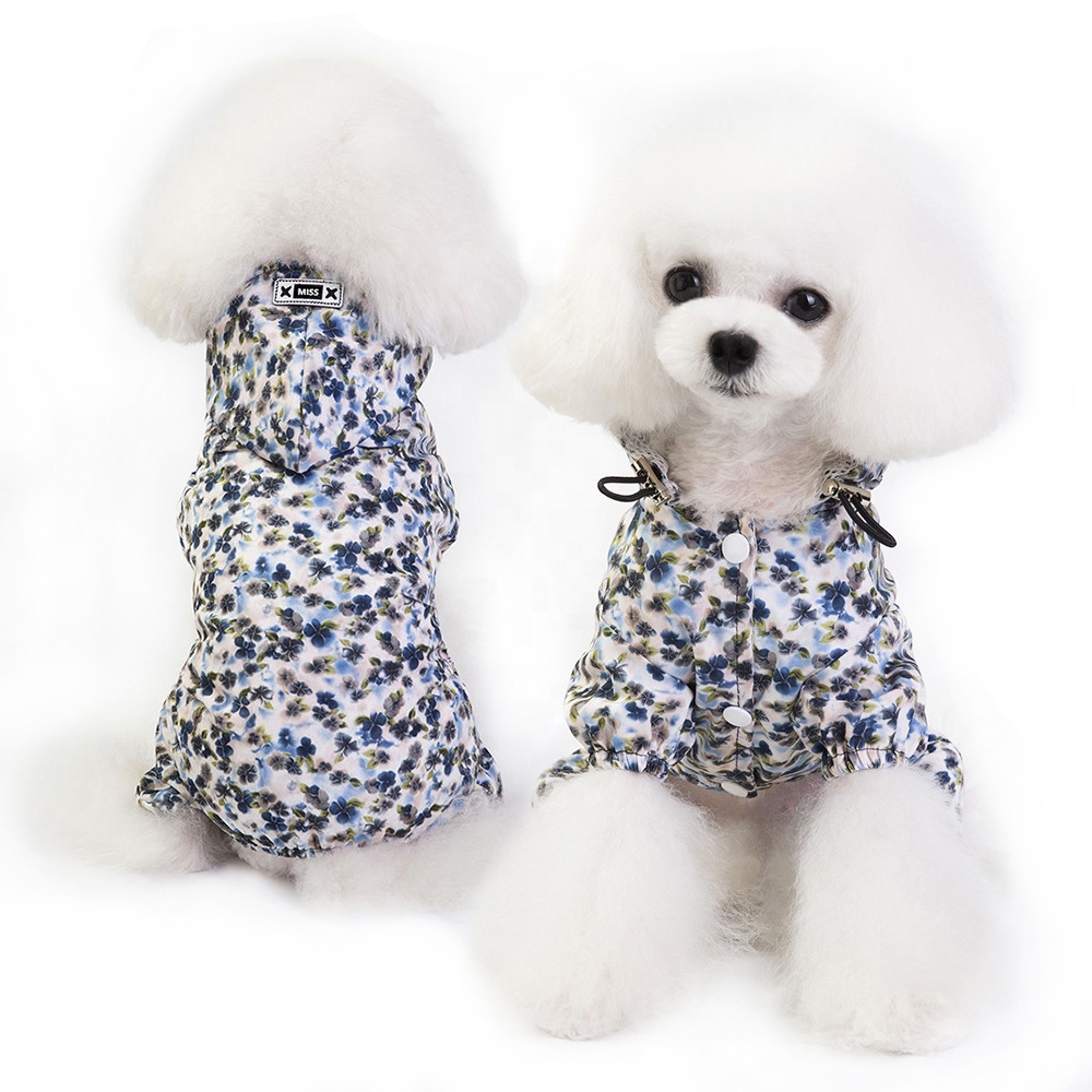 High Quality Hawaii Style Printed Waterproof Raincoat for Dogs Cats Eco-Friendly Floral Polyester Apparel for Summer Winter Use