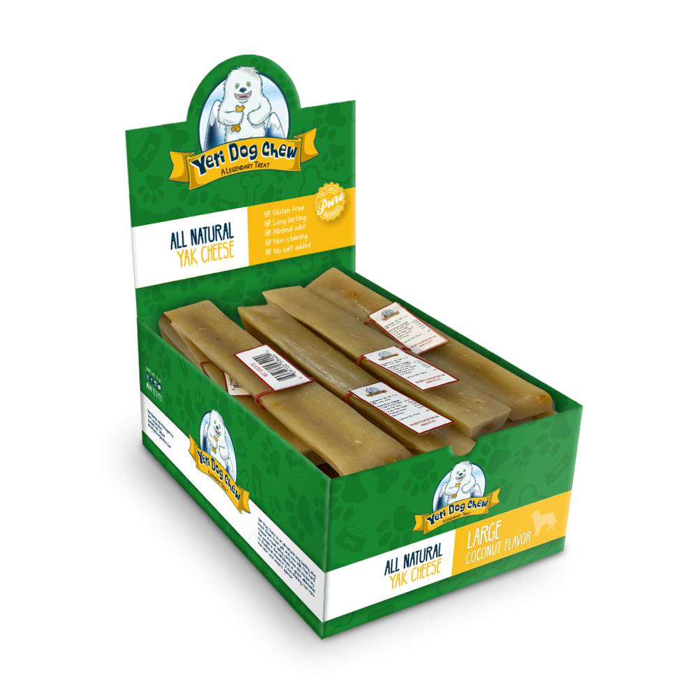 All Natural Coconut-Flavored Yeti Dog Chews Large 3LB Box Chicken and Beef Tasting Snack for Dogs Cats High Protein Nutrition