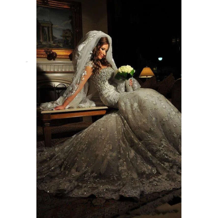 Rami Salamoun Elegant Crystals Lace Mermaid Wedding Dresses 2020 Amazing Back Beaded Arabic Middle East Bridal Dress