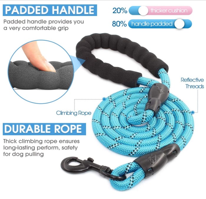 Pet Supplies High Reflective Dog Leash,with Comfortable Handle,best for Medium Dogs with Leather DOT Nylon Rope Dog Leash CN;ZHE
