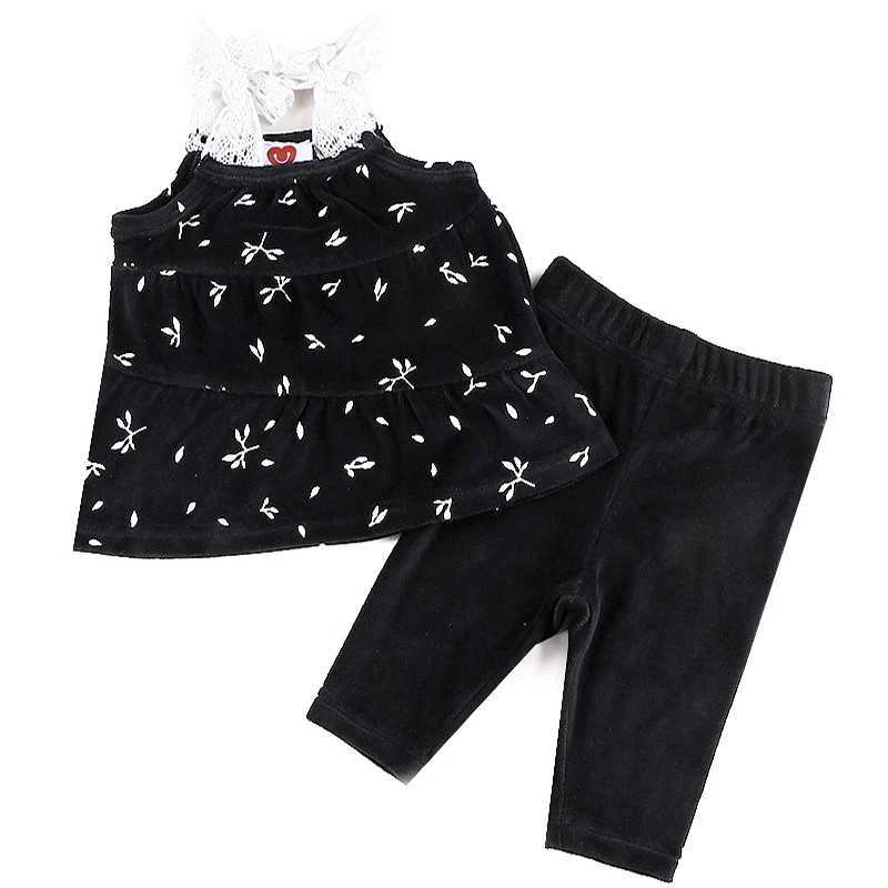 Clothing Sets Baby girls top skinny pants kids set new fall autumn winter velour clothes girls top 3 diagonal closed layers size 3m-36m H241126
