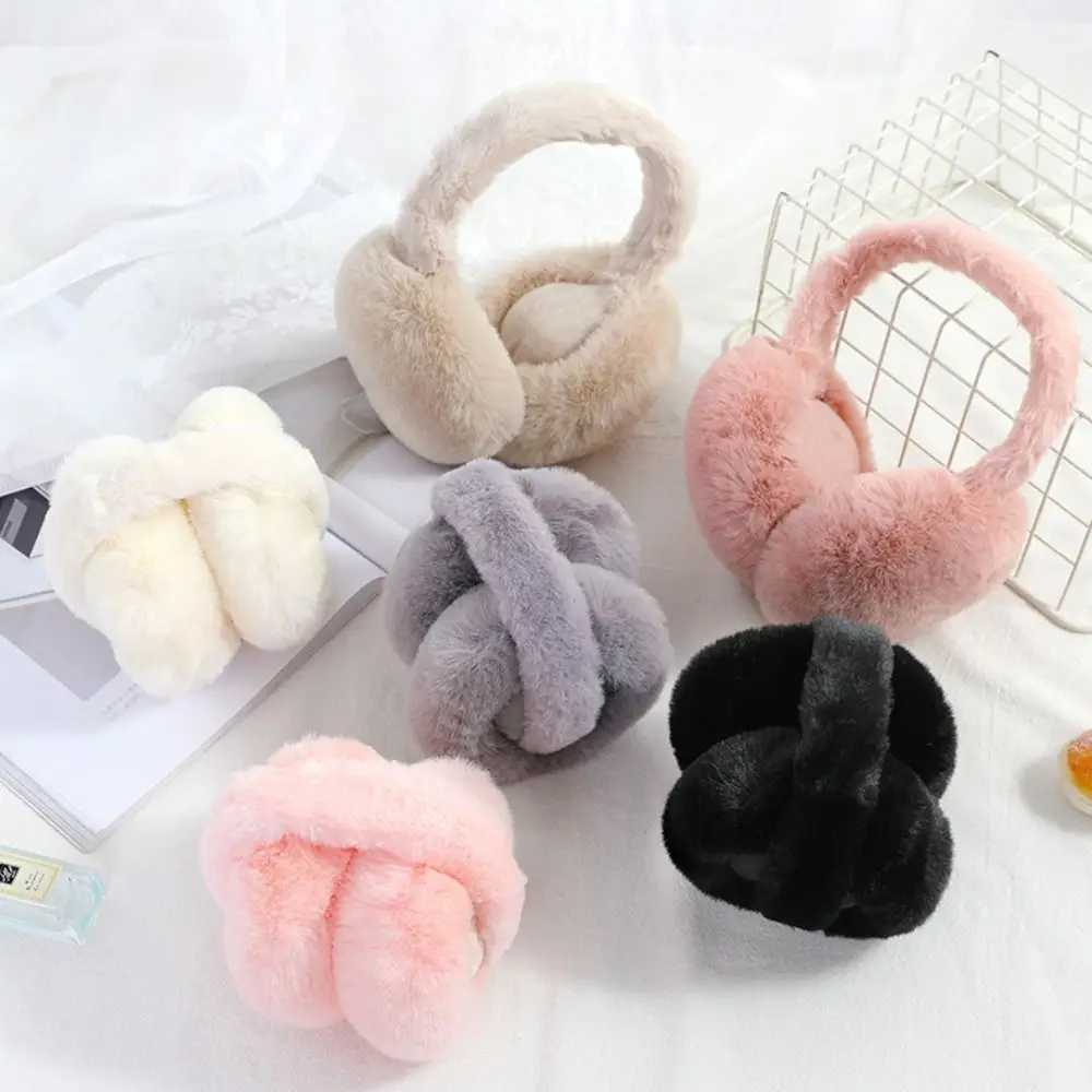 Fashionable autumn and winter earmuffs for women plush solid color adjustable warm folding earmuffs W241126