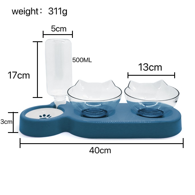 2024 New Arrival Automatic Pet Feeding Double Bowl for Cats & Dogs Elevated Tilted Pet Double Bowl Feeders for Food & Water
