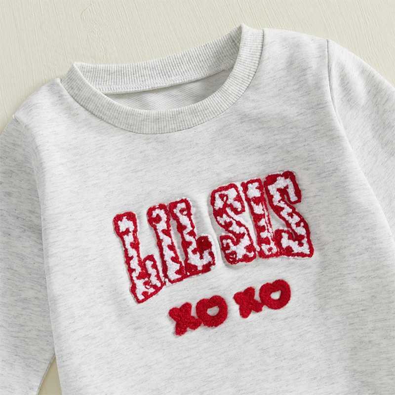 Clothing Sets Toddler Baby Girl Valentines Day Outfits Fall Spring Clothes Letter Embroidery Long Sleeve Sweatshirt Solid Long Pants 2Pieces H241126