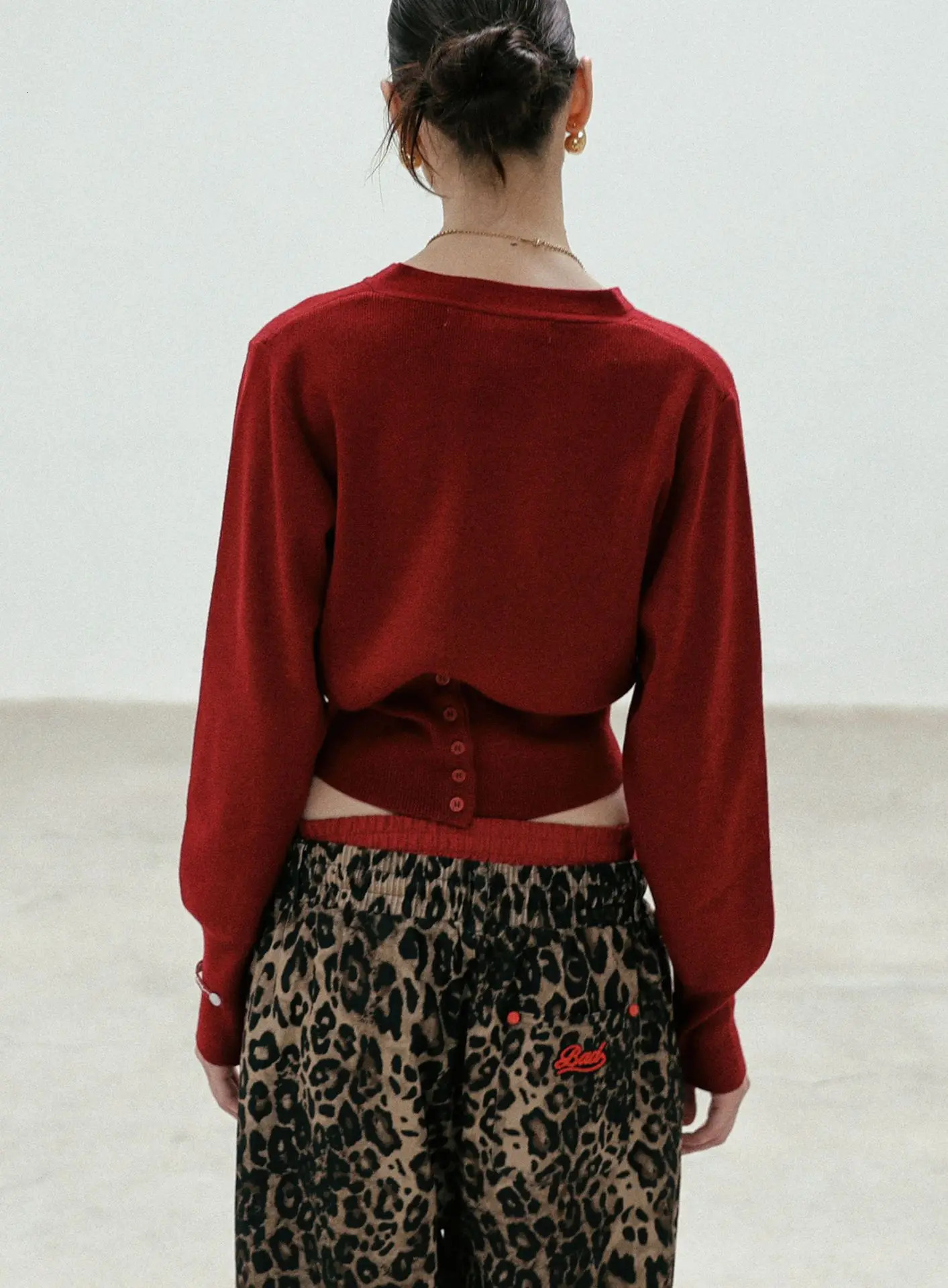Badblood vintage knitted cardigan sweater embroidered round neck autumn coat for women 241126