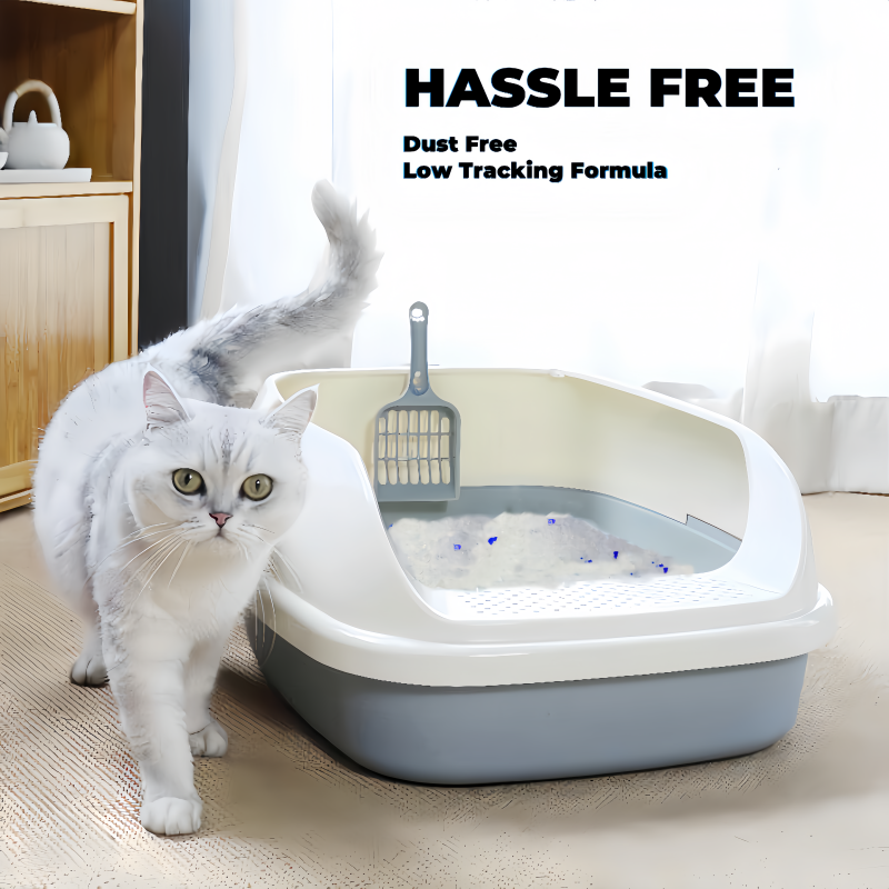 Blue Crystal Silicone Cat LitterSuperior Odour ControlAromatic Dust Free Cat Litter1-4mm Crystal Cat Litter