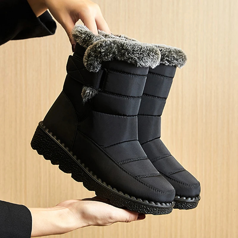 Womens snow plush shoes womens platform womens flat shoes keep warm womens shoes casual plus size winter boots Botas MUJI 241126