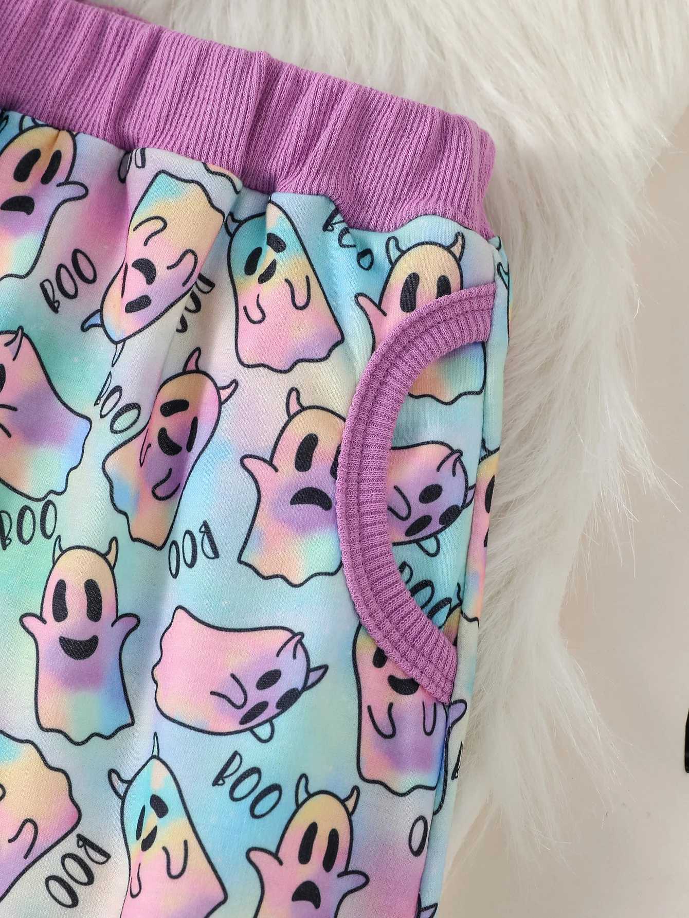 Clothing Sets Baby Cute girl Long Sleeve halloween Day printing Ghost autumn leisure toddler Outfits Clothes H241126